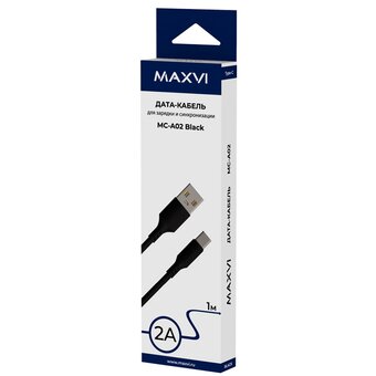  Кабель Maxvi MC-A02 black USB-A-Type-C, 2А 