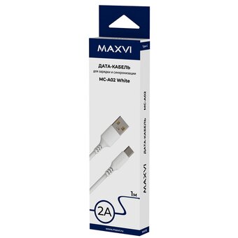  Кабель Maxvi MC-A02 white USB-A-Type-C, 2А 