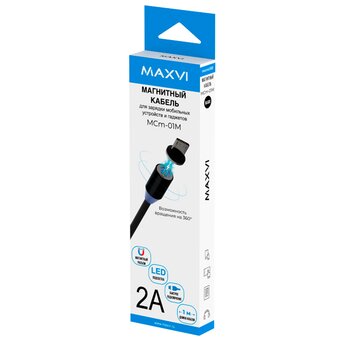 Кабель Maxvi MCm-01M black USB-A-microUSB, 2A 