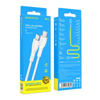  Дата-кабель BOROFONE BX51 Triumph 8 pin-Type-C 1м белый 