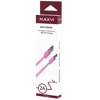 Кабель Maxvi MC-01F purple USB-A-microUSB, 2A 