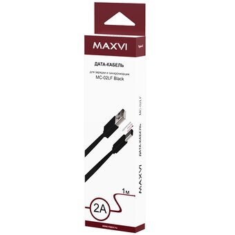  Кабель Maxvi MC-02LF black USB-A-Type-C, 2A 