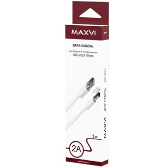  Кабель Maxvi MC-02LF white USB-A-Type-C, 2A 