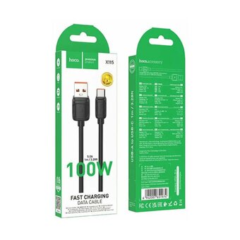  Дата-кабель HOCO X115 Surpass 100W fast charging data cable Type-c Black 