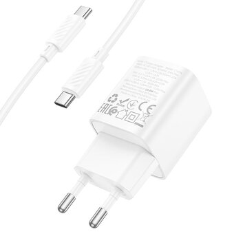  Зарядное устройство HOCO C147A Charm PD20W+QC3.0 charger set (Type-c to Type-c) (EU) White 