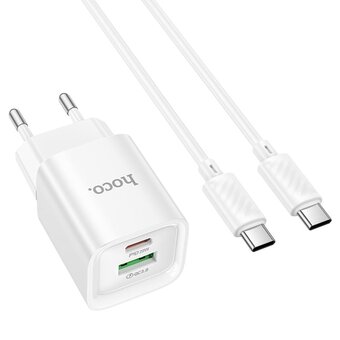  Зарядное устройство HOCO C147A Charm PD20W+QC3.0 charger set (Type-c to Type-c) (EU) White 