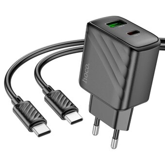  Зарядное устройство HOCO CS23A Sunlight Dual-Port PD30W+QC3.0 Charger Set (Type-c to Type-c) EU Black 