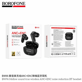  Наушники bluetooth BOROFONE BW96 Mellow sound true wireless ANC+ENC noise reduction BT headset черный 