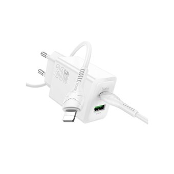  Зарядное устройство HOCO N71 Nuevo PD30W+QC3.0 charger set Type-C-to-IP (EU) White 