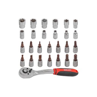  Набор инструментов BaumAuto BM-027-5MSA(54785), головки с трещоткой, набор 27пр., 1/4" 