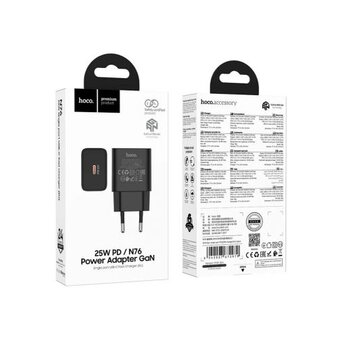  Зарядное устройство HOCO N76 Star single port PD25W charger (EU) Black 