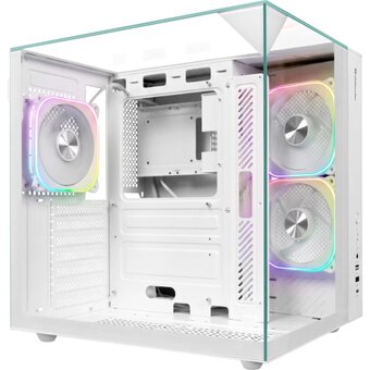  Корпус DEFENDER CryoCube (25204) Miditower ATX Micro-ATX Mini-ITX W/O PSU 3x12cm Fan USB1.1+3.0+Type-C+audio белый с окном 