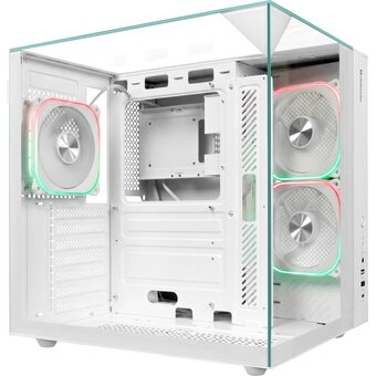  Корпус DEFENDER CryoCube (25204) Miditower ATX Micro-ATX Mini-ITX W/O PSU 3x12cm Fan USB1.1+3.0+Type-C+audio белый с окном 
