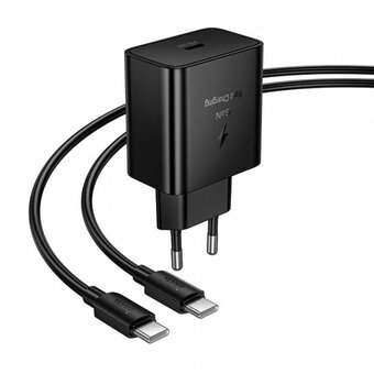  Зарядное устройство HOCO N77 Star single port PD45W charger set (C to C) (EU) Black 