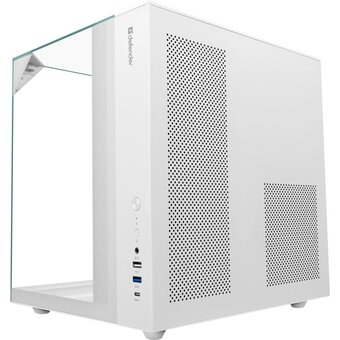  Корпус DEFENDER CryoCube (25204) Miditower ATX Micro-ATX Mini-ITX W/O PSU 3x12cm Fan USB1.1+3.0+Type-C+audio белый с окном 