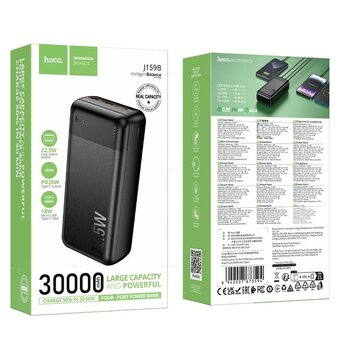  Аккумулятор внешний HOCO J159B Essence 30000mAh, PD/QC/FCP/AFC/SCP/FCC черный 