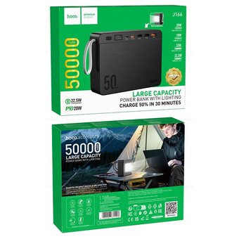  Аккумулятор внешний резервный HOCO J166 Carretera power bank 22.5W+PD20W+lighting 50000mAh черный 