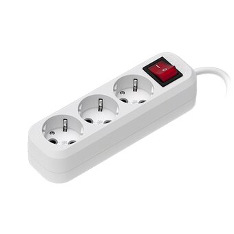  Сетевой удлинитель Maxvi PS-415, 10A, 2300Вт, 3 гнезда, с заземлением, 1.5м, белый 