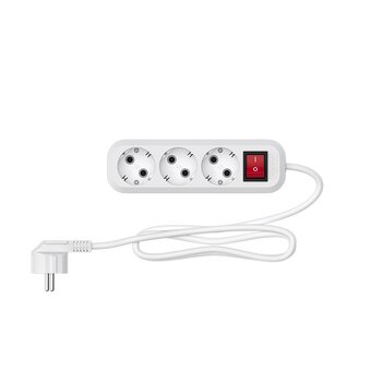  Сетевой удлинитель Maxvi PS-415, 10A, 2300Вт, 3 гнезда, с заземлением, 1.5м, белый 