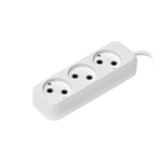  Сетевой удлинитель Maxvi PS-530, 10A, 2300Вт, 3 гнезда, без заземления, 3м, белый 