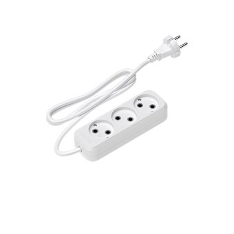  Сетевой удлинитель Maxvi PS-515, 10A, 2300Вт, 3 гнезда, без заземления, 1.5м, белый 