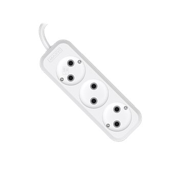  Сетевой удлинитель Maxvi PS-515, 10A, 2300Вт, 3 гнезда, без заземления, 1.5м, белый 