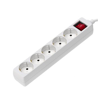  Сетевой фильтр Maxvi SP-118, 10A, 2300Вт, 5 гнезд, земля, 1,8м, белый 