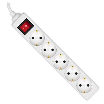  Сетевой фильтр Maxvi SP-118, 10A, 2300Вт, 5 гнезд, земля, 1,8м, белый 
