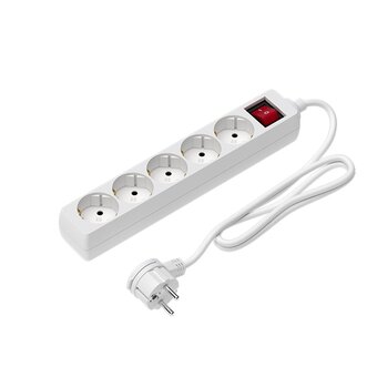  Сетевой фильтр Maxvi SP-130, 10A, 2300Вт, 5 гнезд, земля, 3м, белый 
