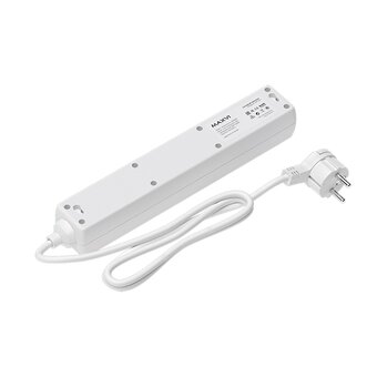  Сетевой фильтр Maxvi SP-130, 10A, 2300Вт, 5 гнезд, земля, 3м, белый 