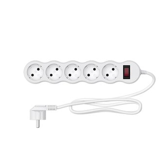  Сетевой фильтр Maxvi SP-218, 10A, 2300Вт, 5 гнезд, земля, 1,8м, белый 