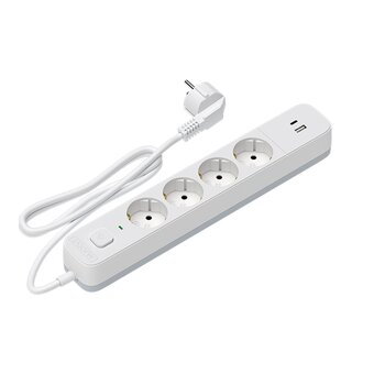  Сетевой фильтр Maxvi SP-330AC, 10A, 2300Вт, 4 гнезда, 1xUSB-A, 1xUSB-C, земля, 3м, белый 