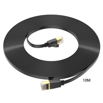  Патч-корд HOCO US07 General RJ45-RJ45 10м, 1 Гбит/с чёрный, золотая вставка 