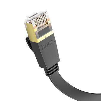  Патч-корд HOCO US07 General RJ45-RJ45 10м, 1 Гбит/с чёрный, золотая вставка 