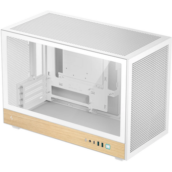  Корпус Deepcool CH260 Wood WH, TG, mini-ITX, mATX, белый 
