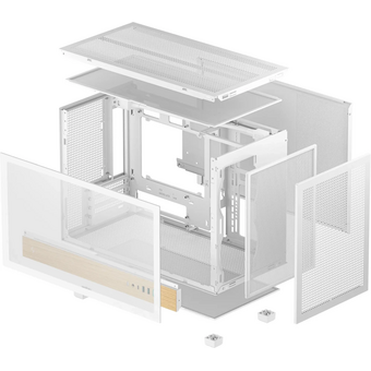  Корпус Deepcool CH260 Wood WH, TG, mini-ITX, mATX, белый 