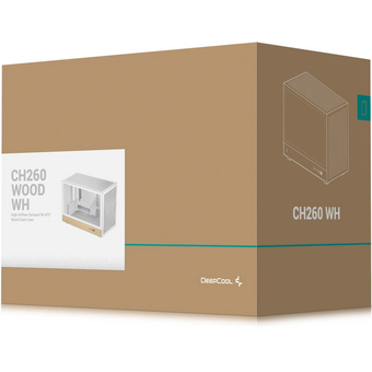  Корпус Deepcool CH260 Wood WH, TG, mini-ITX, mATX, белый 