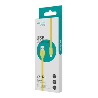  Кабель силиконовый VIXION Pro VX-12i (02984) USB-Lightning 8 pin, 1м, желтый 