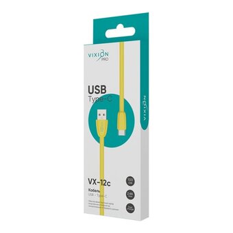  Кабель силиконовый VIXION Pro VX-12c (03035) USB-Type-C, 1м, желтый 