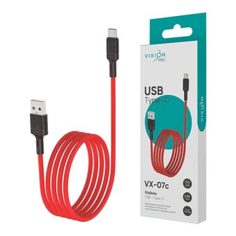 Кабель VIXION Pro VX-07c (01239) USB-Type-C, 1м, красный 