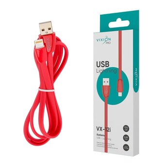  Кабель силиконовый VIXION Pro VX-12i (02977) USB-Lightning 8 pin, 1м, красный 