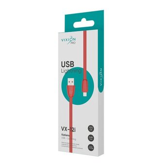  Кабель силиконовый VIXION Pro VX-12i (02977) USB-Lightning 8 pin, 1м, красный 