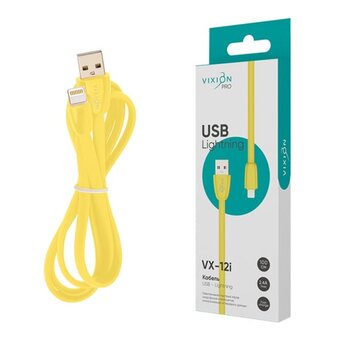  Кабель силиконовый VIXION Pro VX-12i (02984) USB-Lightning 8 pin, 1м, желтый 