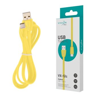  Кабель силиконовый VIXION Pro VX-12c (03035) USB-Type-C, 1м, желтый 
