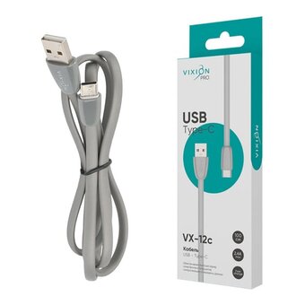  Кабель силиконовый VIXION Pro VX-12c (03042) USB-Type-C, 1м, серый 
