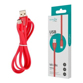  Кабель силиконовый VIXION Pro VX-12c (03028) USB-Type-C, 1м, красный 