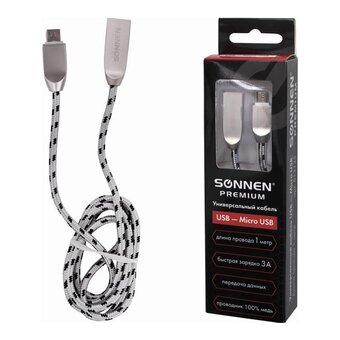  Кабель SONNEN 513125 USB 2.0-micro USB, 1м Premium медь 