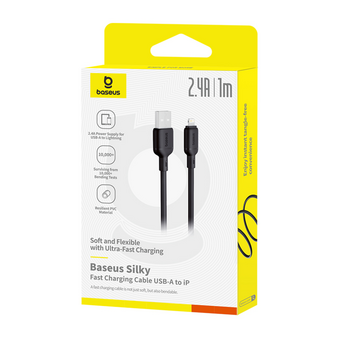  Кабель Baseus P10377702113-00 USB-Lightning Silky Series 2.4A 1м черный 