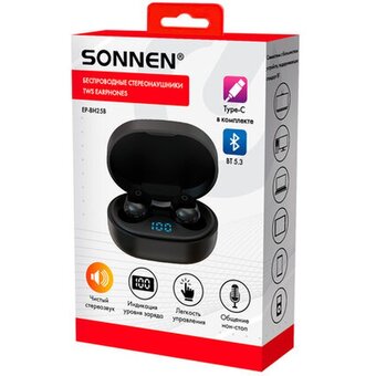  Наушники беспроводные SONNEN EP-BH25B черные 