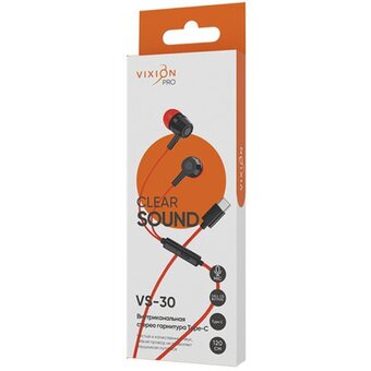  Наушники VIXION Pro VS-30 Type-C, красный 